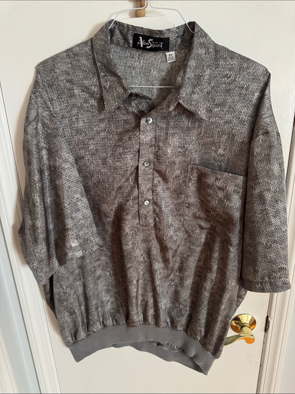 Alan Stuart Marled Grey Short-Sleeve Knit Polo